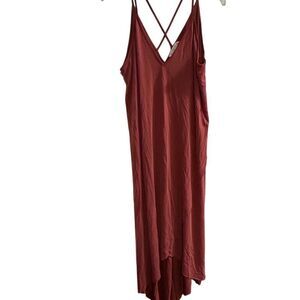 Lush Women's Boho Midi Dress‎ M Brick Reddish Brown Sleeveless Casual